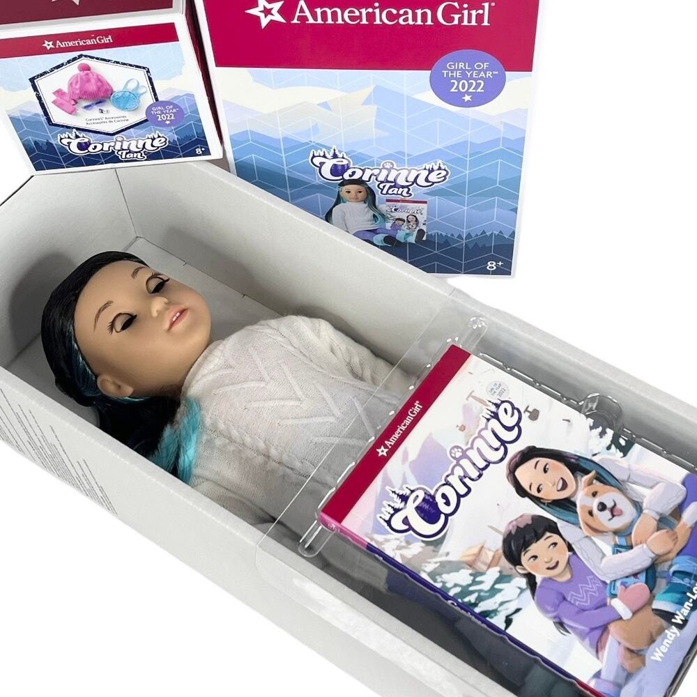 NEW American Girl Of The Year CORINNE DOLL + ACCESSORIES Meet Outfit Purse Hat + - Picture 4 of 16